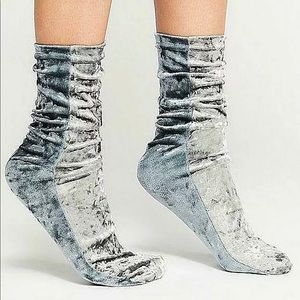 Free People Silver Color Block Velvet Socks